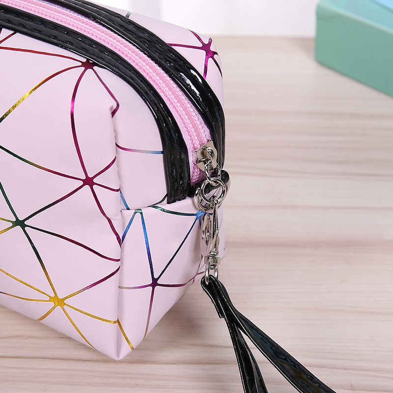 Colorful Striped Waterproof Cosmetic Bag