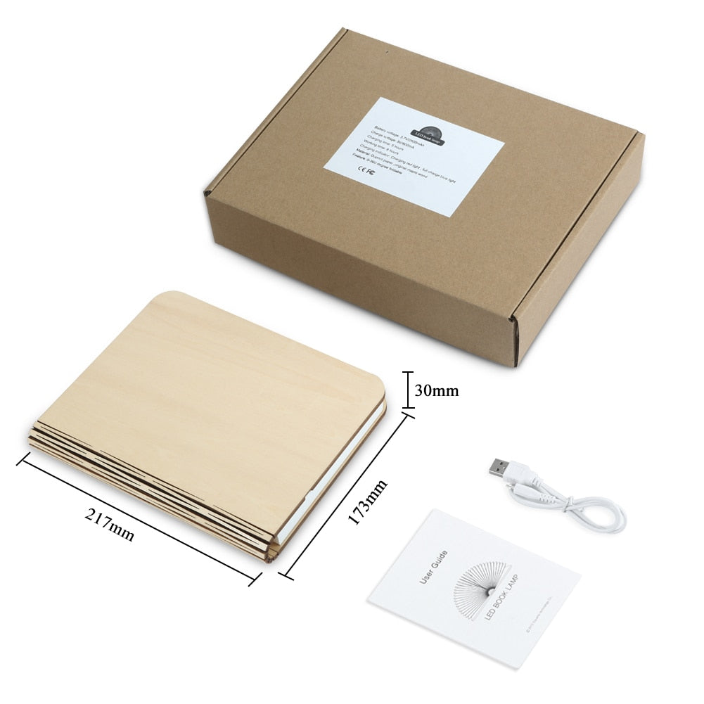 Wooden Paper Book Lamp | 3 Light Colours