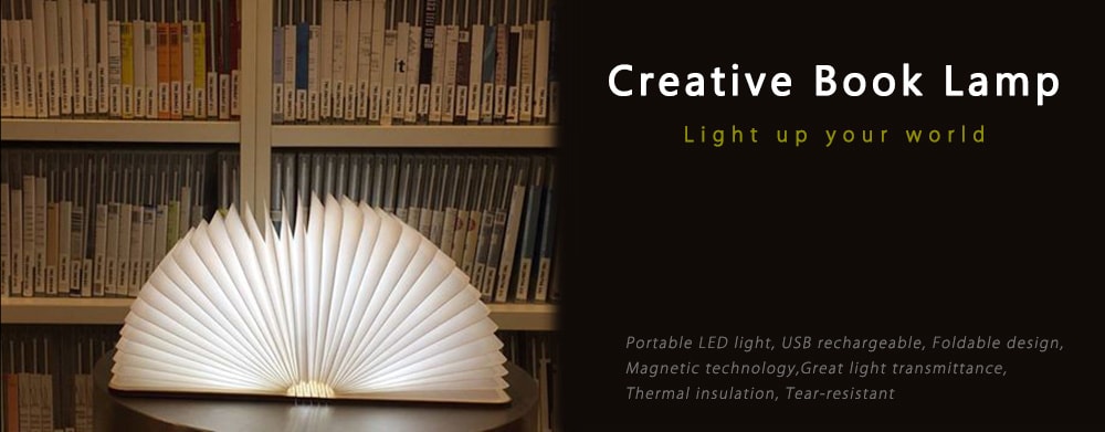 Wooden Paper Book Lamp | 3 Light Colours