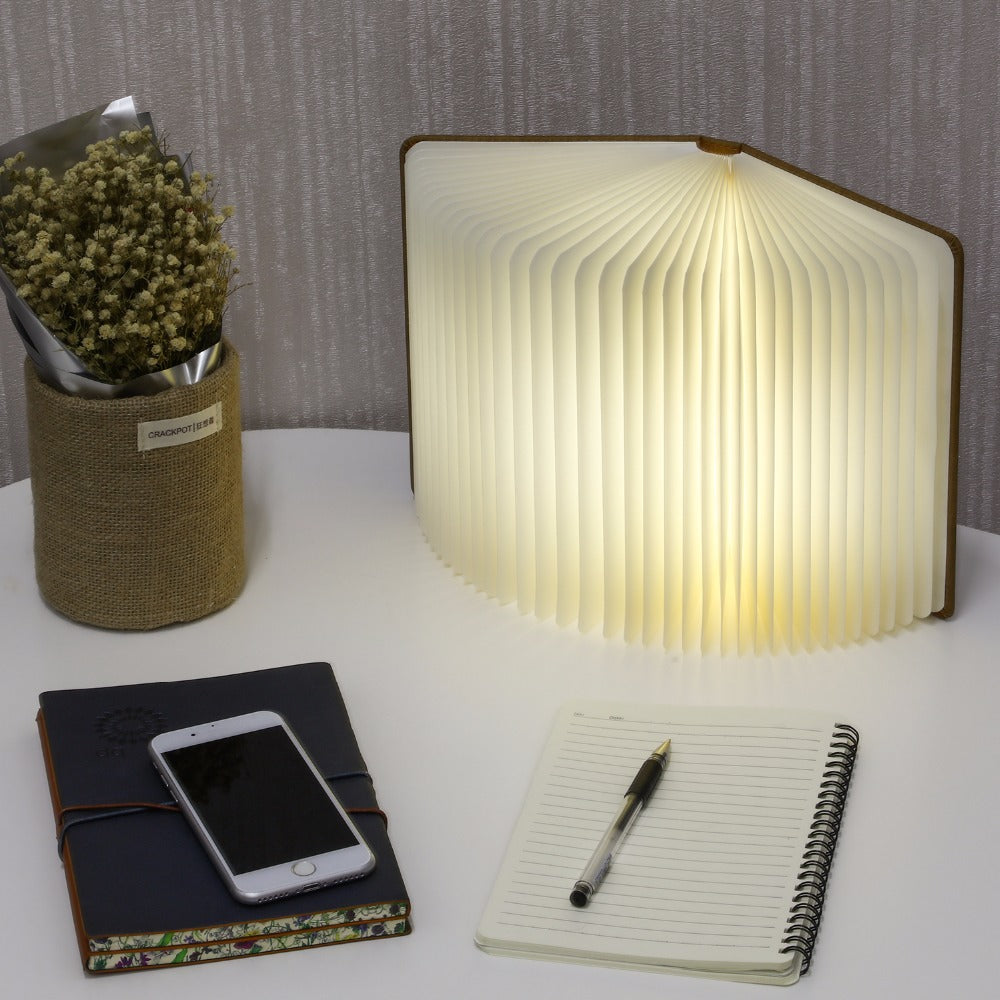 Wooden Paper Book Lamp | 3 Light Colours