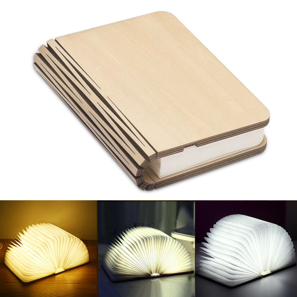 Wooden Paper Book Lamp | 3 Light Colours