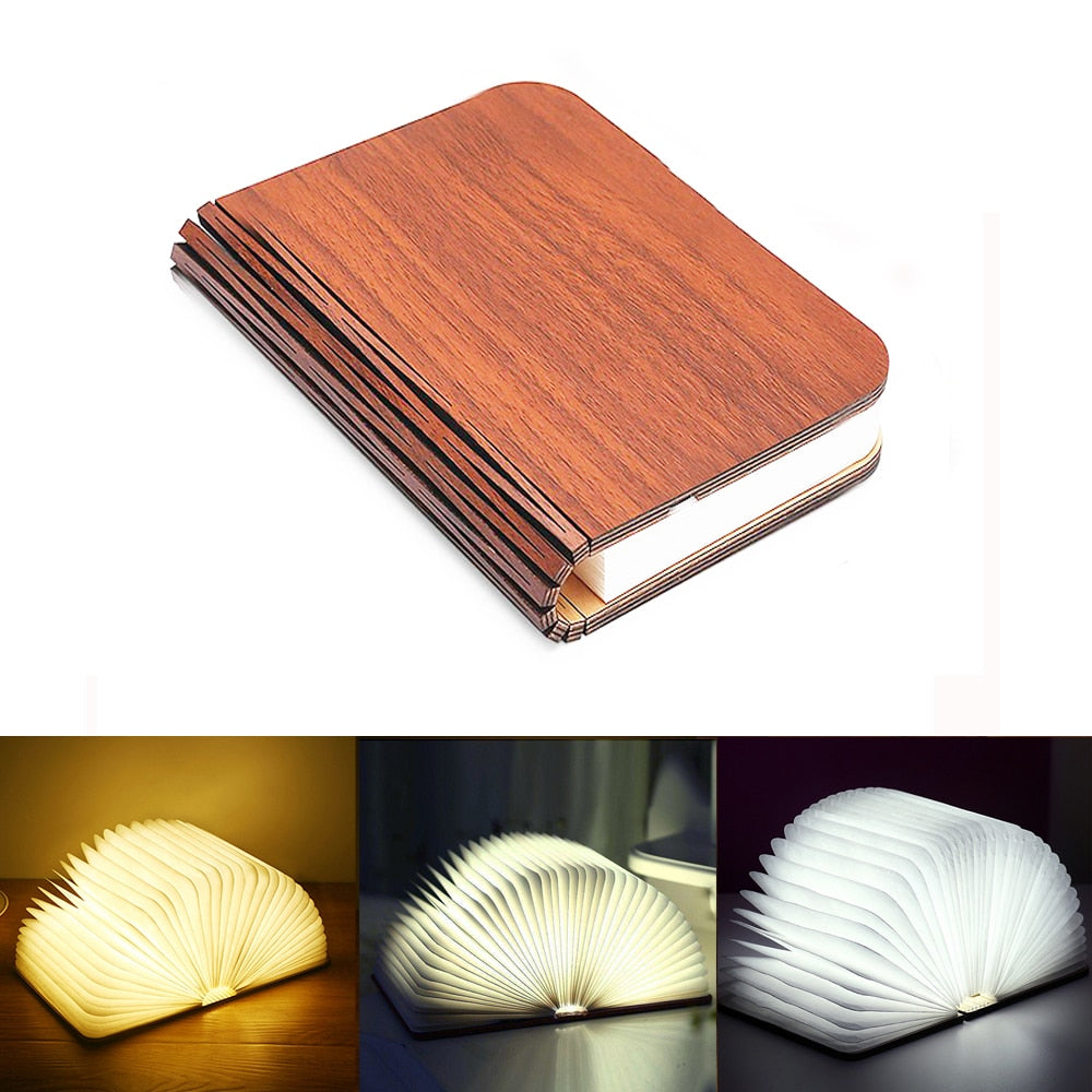 Wooden Paper Book Lamp | 3 Light Colours